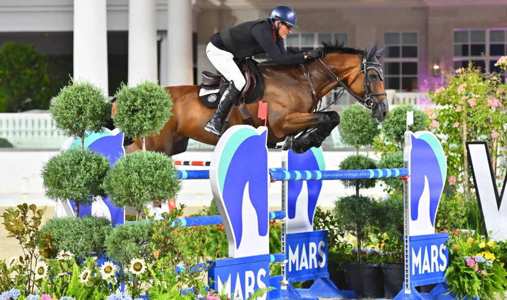 Equestrian Paul O'Shea jumping at World Equestrian Center - Ocala