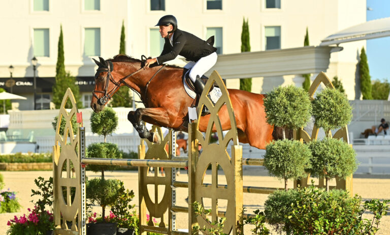 Equestrian Sharn Wordley and Horse jumping