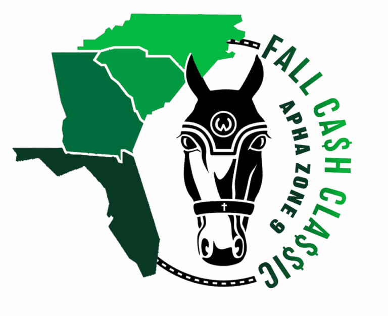 Logo featuring a horse’s head, a stylized road, an outline map of southeastern U.S. states, and the text “FALL CA$H CLA$$IC APHA ZONE 9.”.