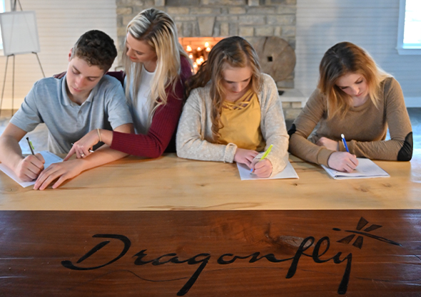 wilmington equestrian dragonfly academy students working with teacher