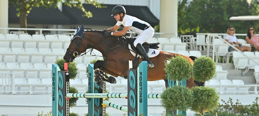 Celso Ariani and Jip Van T&L Z jumping in the MARS Equestrian Grand Prix Qualifier