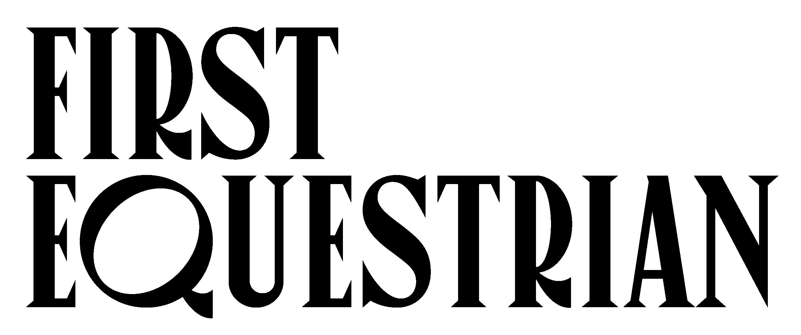 Black text reads "FIRST EQUESTRIAN" in an all-caps serif font on a light gray background.
