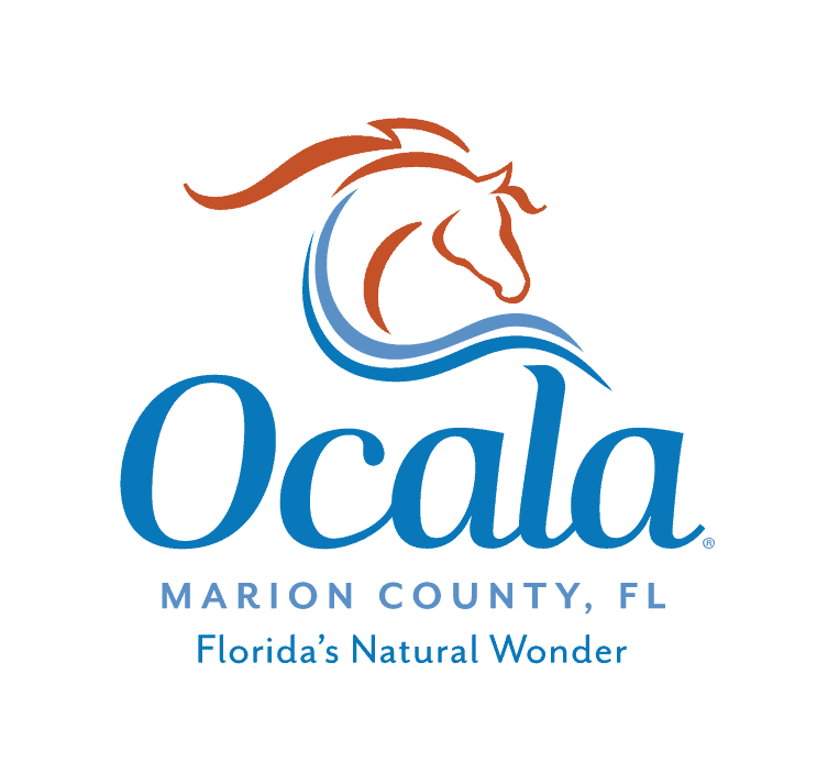 Logo for Ocala, Marion County, Florida, featuring a stylized horse head above the word "Ocala" with the tagline "Florida's Natural Wonder.