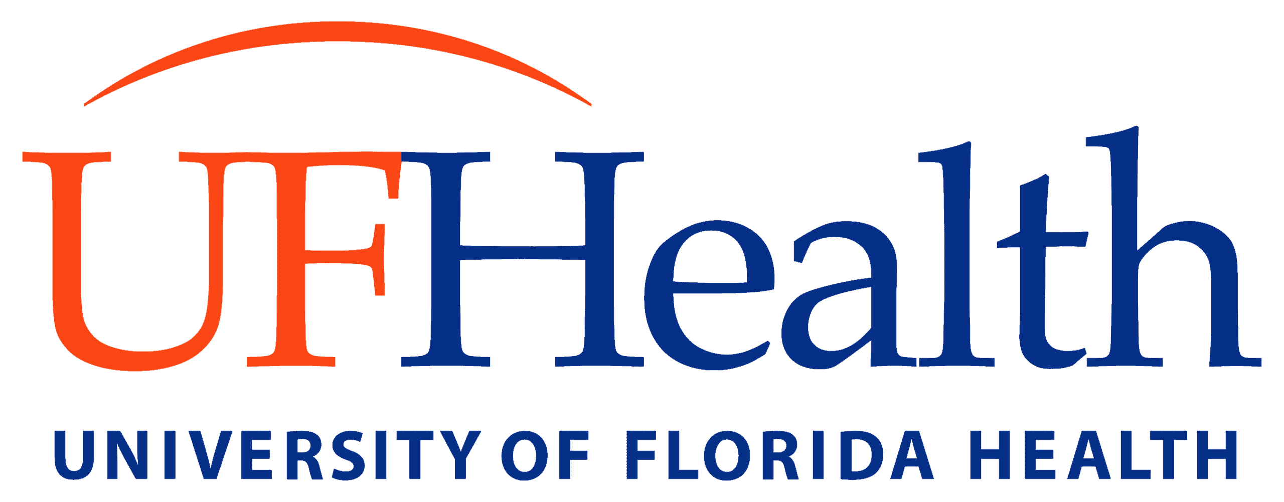 UF Health logo with "UF" in orange, "Health" in blue, an orange arc above, and "University of Florida Health" in blue text below.