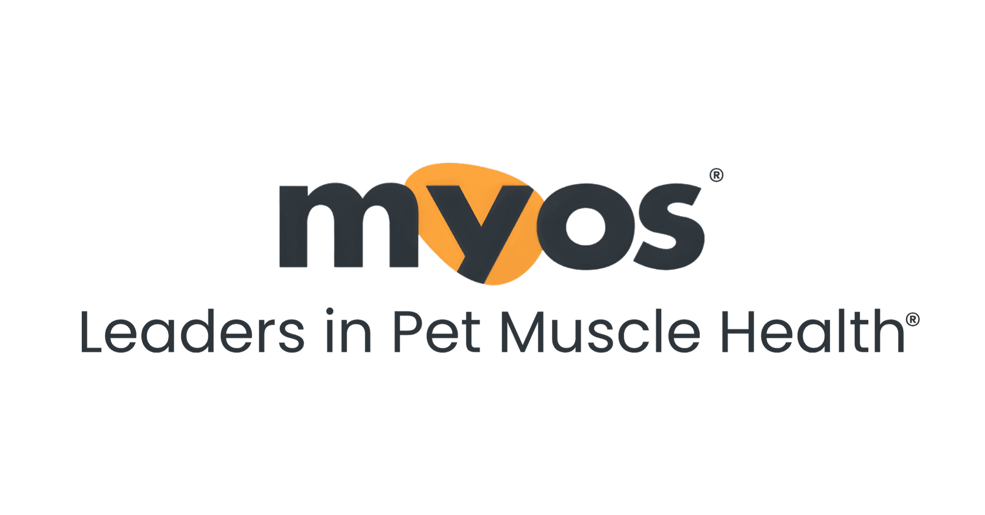 The image shows the Myos logo with the tagline "Leaders in Pet Muscle Health®" on a white background.