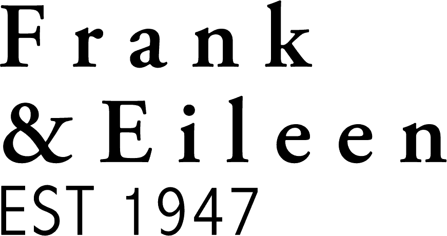 Black text reads "Frank & Eileen EST 1947" on a light background, with "Frank & Eileen" in large serif font above "EST 1947" in smaller sans-serif font.