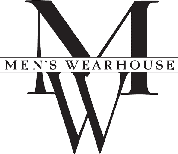 Men’s Wearhouse logo with large overlapping “M” and “W” letters and the brand name in a horizontal bar across the center.