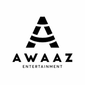 Black and white logo with a stylized letter “A” above the words “AWAAZ ENTERTAINMENT” in bold text on a white background.