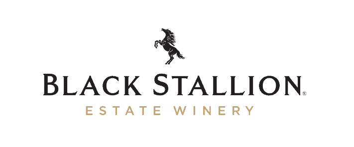 Black Stallion Estate Winery logo featuring a silhouette of a rearing horse above the text.