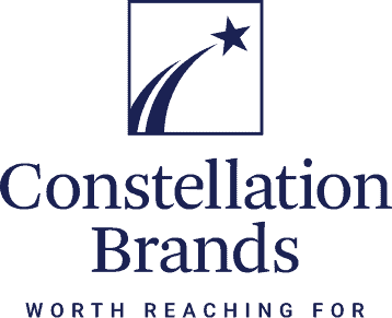 Logo for Constellation Brands featuring a star and swoosh icon above the text “Constellation Brands” and the tagline “WORTH REACHING FOR.”